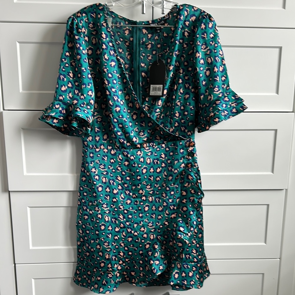 Brave Soul Blue Asymmetrical Wrap Dress